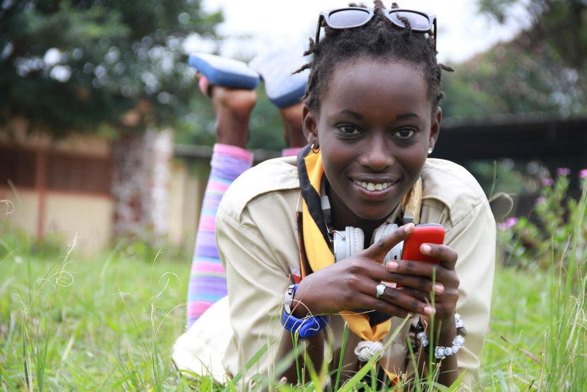 Girl on her electronic device