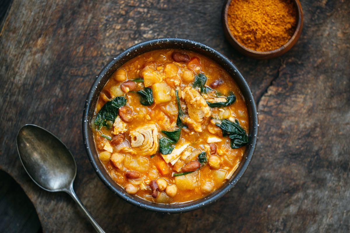 A bean dish served in a bowl.