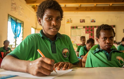 First Nations students in a classroom