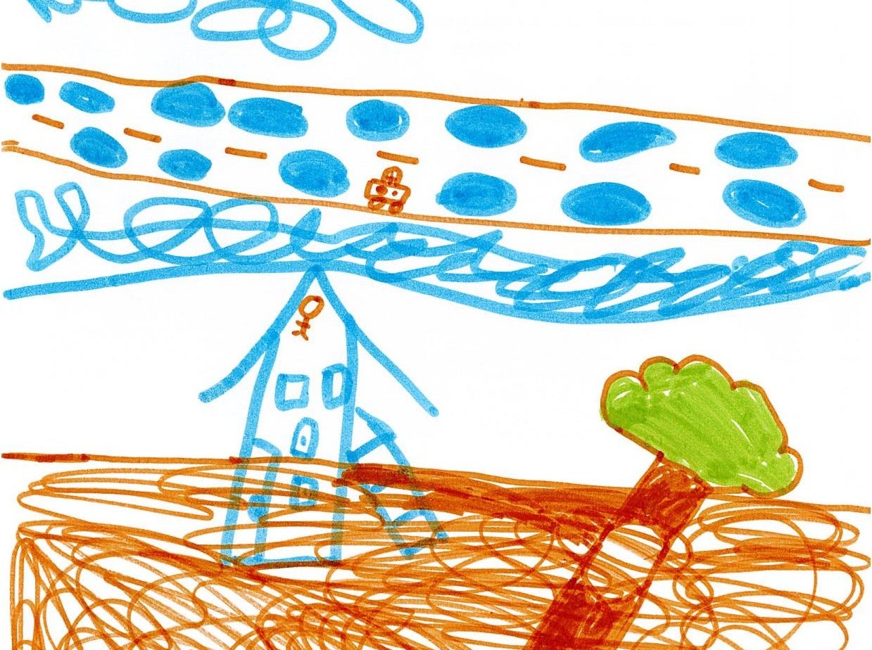 A child's drawing of a flood