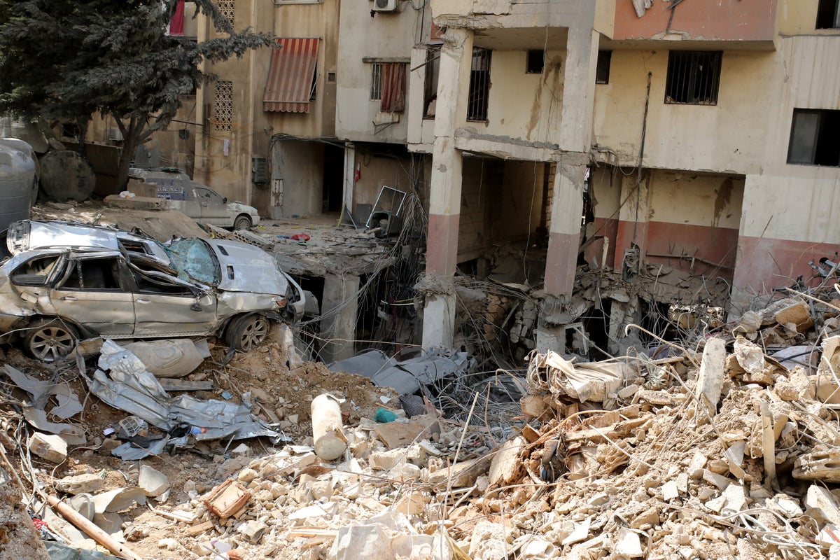 Destruction following air strike on Beirut southern suburbs on Friday 20 September 2024