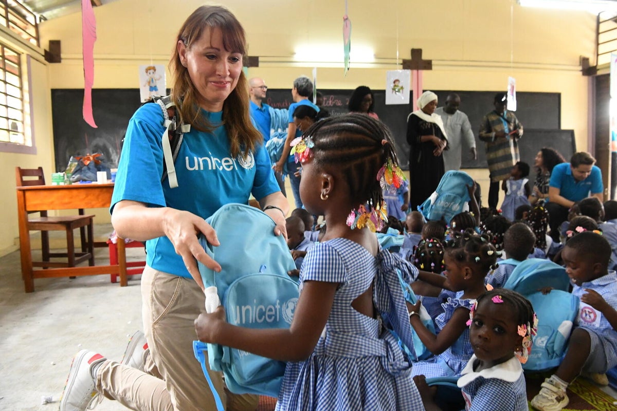 Preschoolers in a nursery class during a UNICEF visit.