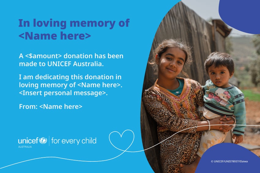 An example of a UNICEF In Memory certificate
