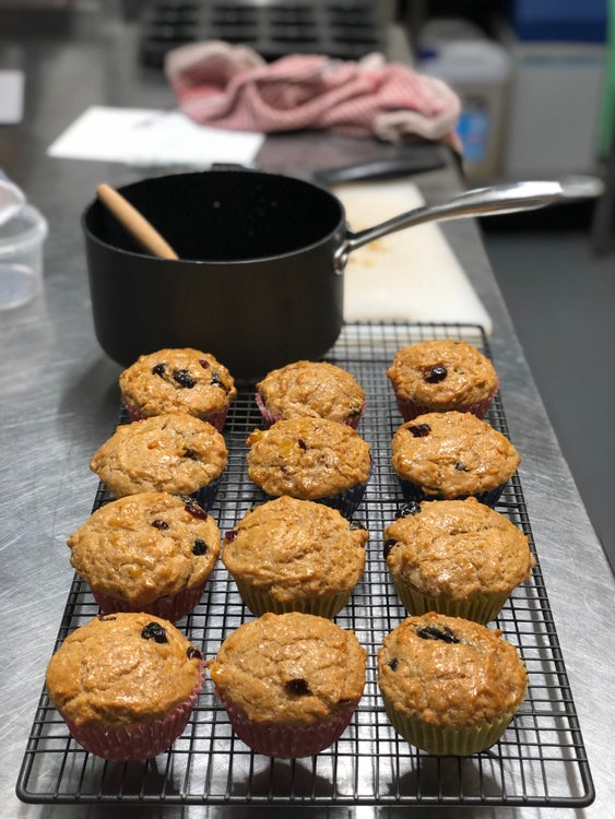 A hot cross bun, muffin hybrid