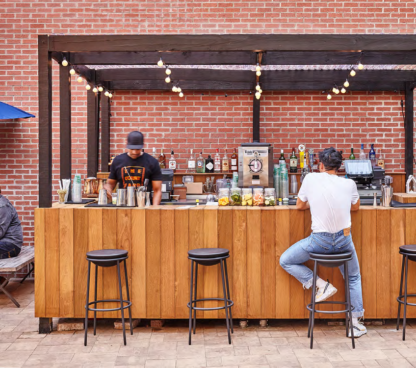 Outdoor bar set-up at Paper Factory's Courtyard