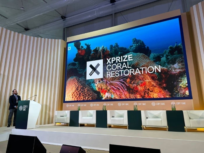 A slide that says XPRIZE Coral Restoration