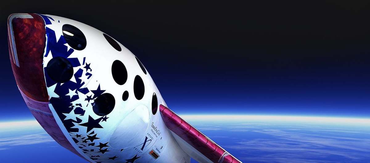 A rendering of SpaceShipOne in orbit of Earth