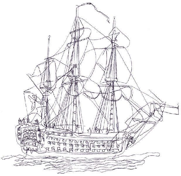 Drawing #6, a ship, executed by the Maillardet automaton at the Franklin Institute, sometime after 2007 (Wikimedia commons)