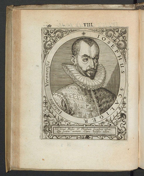 Joseph Justus Scaliger, engraved portrait by Theodor de Bry, in Jean Jacques Boissard, <i>Icones virorum illustrium</i>, 1597-99 (Linda Hall Library