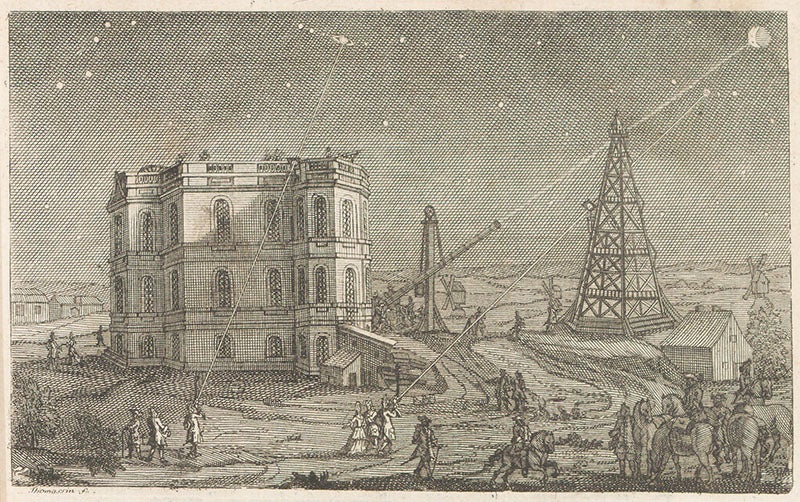 Headpiece showing the Paris Observatory, Tables astronomiques, by Jacques Cassini, p. 1, 1740 (Linda Hall Library)