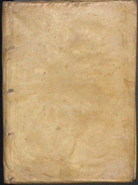Limp vellum binding, De tribus cometis anni M.DC.XVIII: Disputatio astronomica, by [Orazio Grassi], 1619 (Linda Hall Library) 
