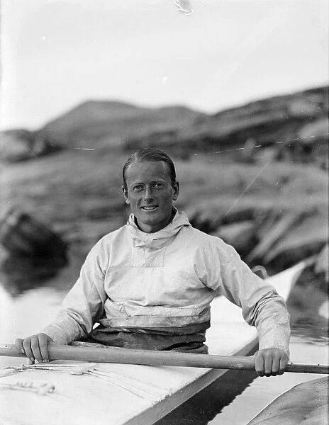 Gino Watkins in his kayak, photo by Henry Iliffe Cozens, 1931, Scott Polar Research Institute (spriprints.com)