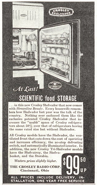 Advertisement for the Crosley Shelvador, published in the June 1934 issue of Popular Mechanics (Linda Hall Library)