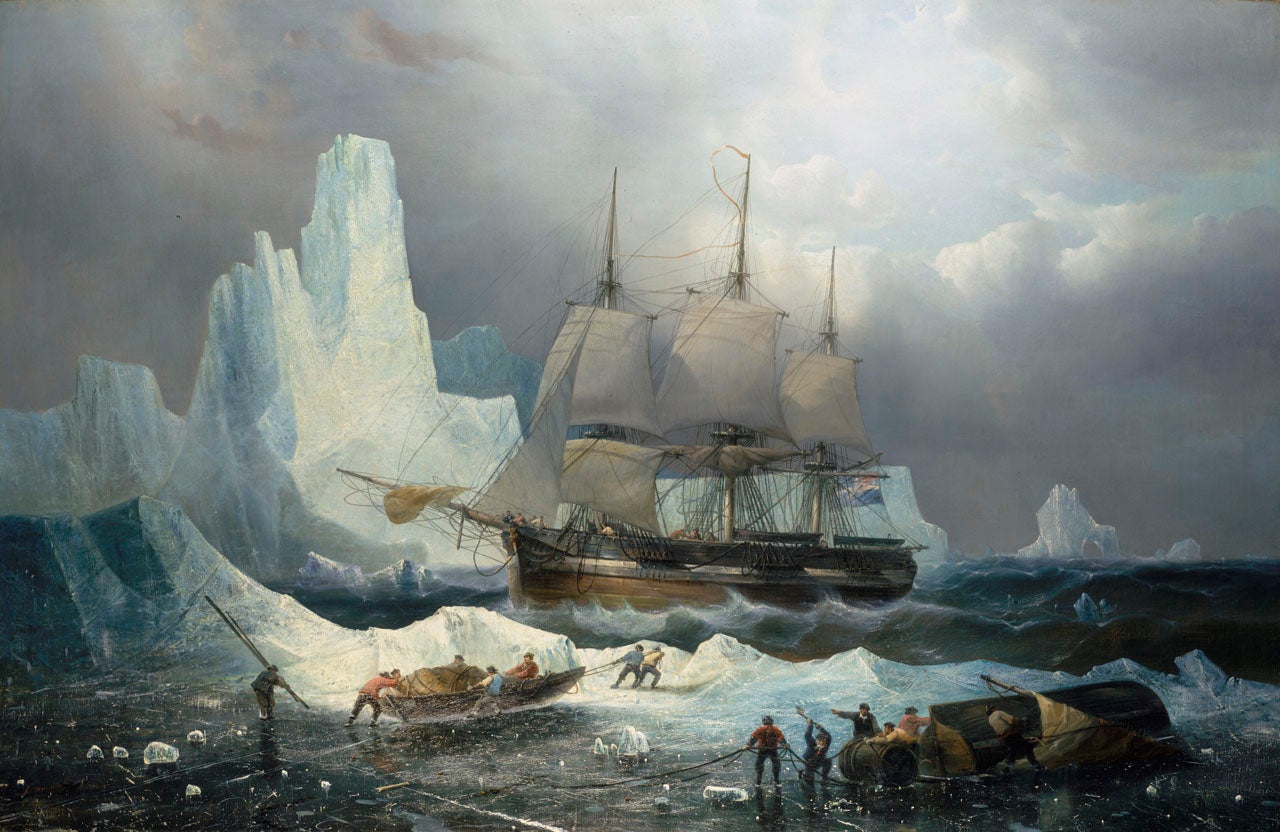 Artist’s vision, HMS Erebus in the Ice, 1846, by François-Etienne Musin, oil on canvas, undated, National Maritime Museum (rmg.co.uk)