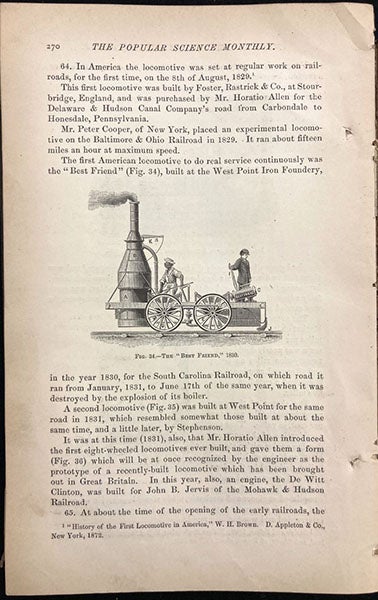 Best Friend of Charleston locomotive, Popular Science Monthly, vol. 12, p. 270, 1878 (Linda Hall Library)