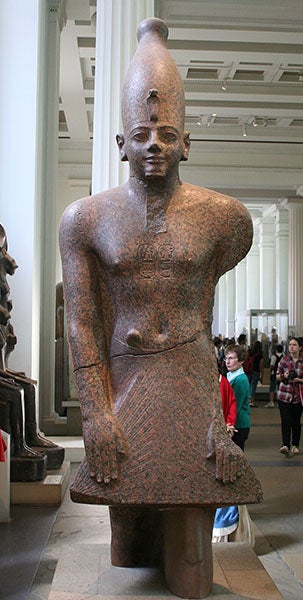 Red granite figure of Thutmose III, British Museum, item EA61, acquired from Henry Salt, 1823 (Wikimedia commons)