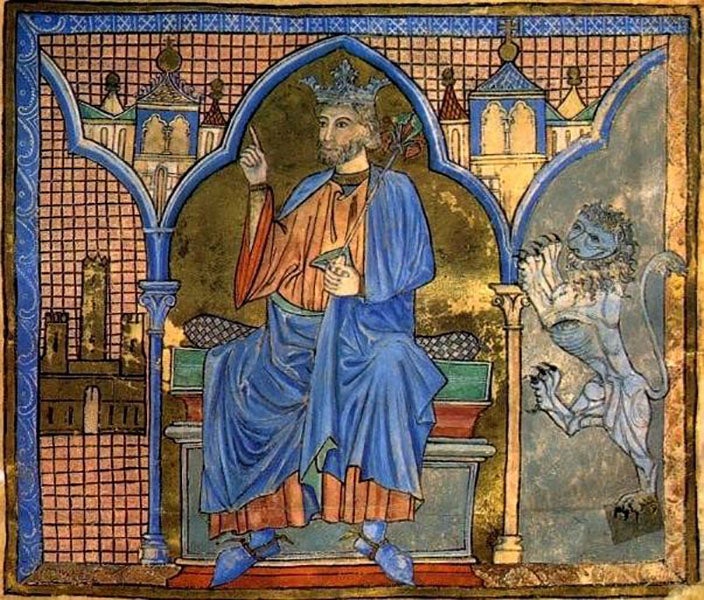 Medieval illumination, purporting to be a portrait of Alfonso X, King of Castile (alchetron.com)