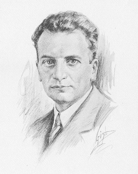 Portrait sketch of Theodore von Kármán, 1931 (Wikimedia common)