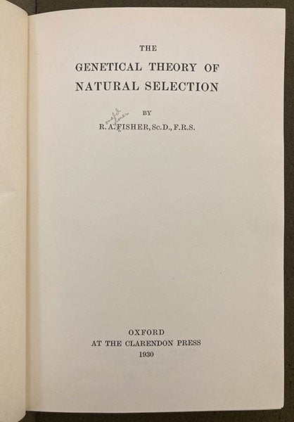 Title page, The Genetical Theory of Natural Selection, by Ronald Aylmer Fisher, 1930 (Linda Hall Library)