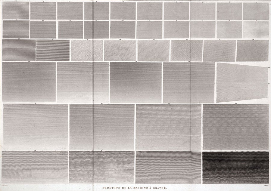 Examples of the types of effects that were possible show forty-two different possibilities, all of which were used throughout the volumes of illustrations in the Description de l'Égypte.