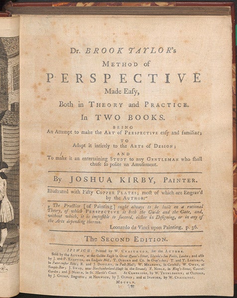 Title page, Dr. Brook Taylor's Method of Perspective Made Easy, by Joshua Kirby, 2nd ed., 1755 (Linda Hall Library)