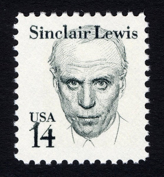 Portrait of Sinclair Lewis on a U.S. postage stamp, 1985, National Postal Museum, Smithsonian Institution (usstampgallery.com)