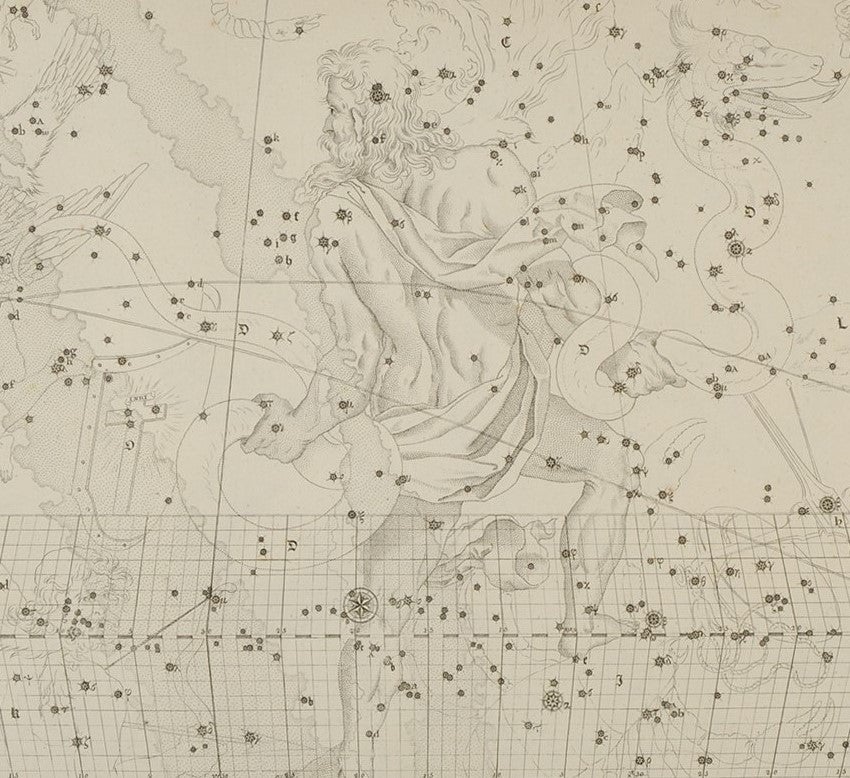 Ophiuchus. Image source: Bevis, John. Uranographia Britannica. London, 1750.