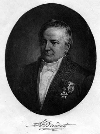 Portrait of François-Sulpice Beudant, engraving, unknown source and date (Wikimedia commons)