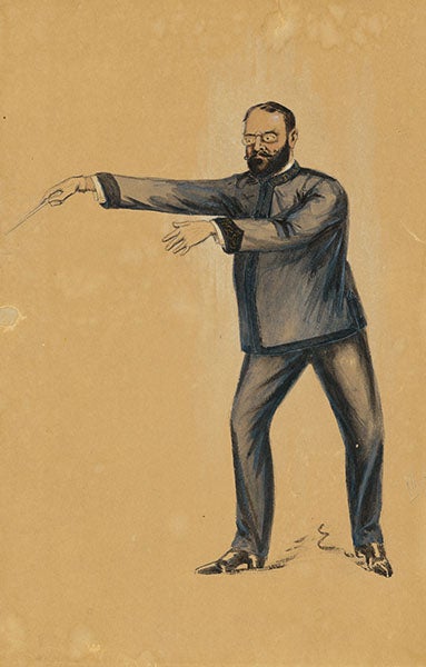 Caricature of John Philip Sousa, watercolor and ink on board, by George Frederick Scotson-Clark, ca 1895, National Portrait Gallery, Smithsonian Institution (npg.si.edu)
