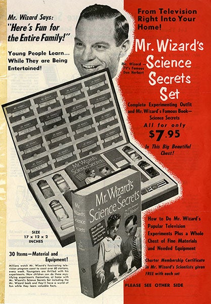 An advertisement for a Mr. Wizard science set, marketed in the 1950s (americanhistory.si.edu)