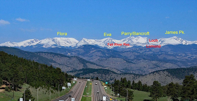 Parry Peak and James Peak in the Front Range of the Rockies, view from I-70, recent photo (climb13ers.com)
