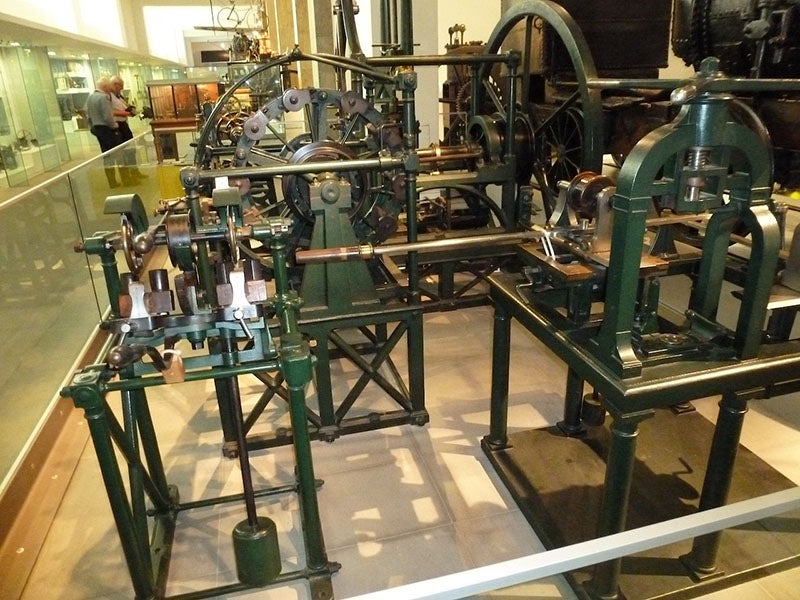 Five of the machines from the Portsmouth Block Mills, designed and built by Henry Maudslay, on display in the Science Museum, London (Calculating blog on Wordpress.com)