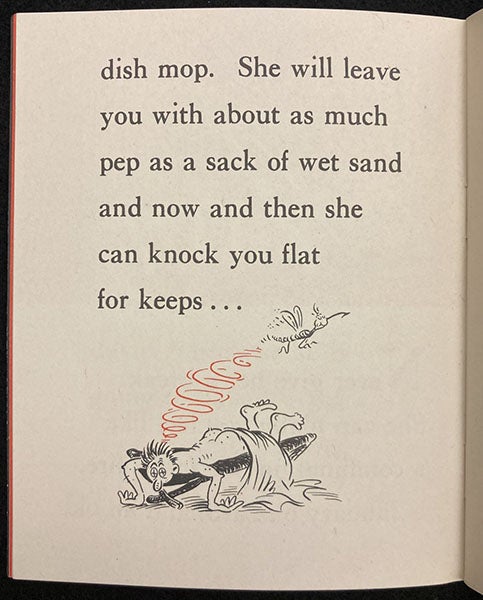 Ann and a “sack of wet sand,” drawing by Theodor Seuss Geisel, This is Ann, [by Theodor Seuss Geisel and Munro Leaf], p. 12, 1943 (The Linda Hall)