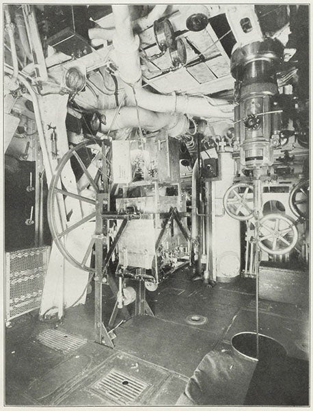 The “Golden Calf” gravimeter, designed by Vening Meinesz, on board US Submarine S-21, photograph, 1928, in <i>Publications of the United States Naval Observatory</i>, vol. 13, 1930 (Linda Hall Library)