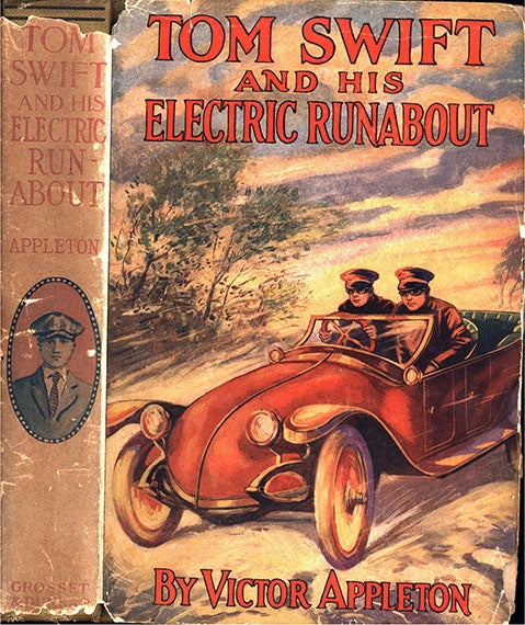 Dust jacket of Tom Swift and his Electric Runabout, by Victor Appleton [pseudonym], 1924 (abebooks.com)