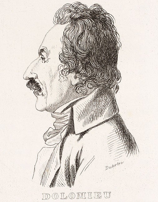 Déodat de Dolomieu (1750-1801) was a prominent geologist before Napoleon tapped him for the expeditions. He was the tallest member of the Institute. 