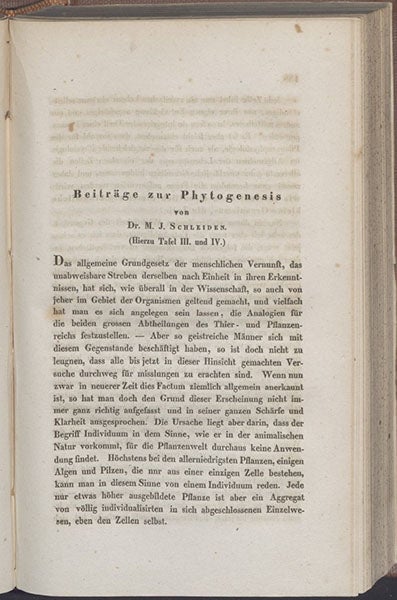 First page of Matthias Schleiden, 