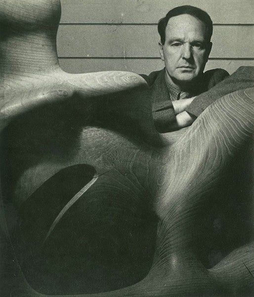 Henry Moore with Reclining Figure, photograph by Bill Brandt, 1948, Henry Moore Foundation (tate.org.uk)