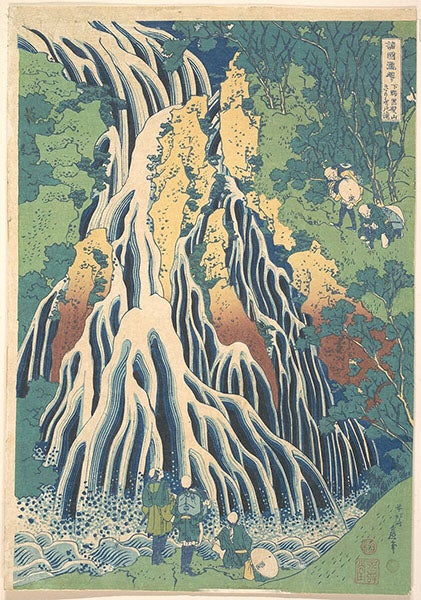 Kirifuri Waterfall at Kurokami Mountain in Shimotsuke from the series A Tour of Waterfalls in Various Provinces, by Katsushika Hokusai, 1830-32, Metropolitan Museum of Art (metmuseum.org)