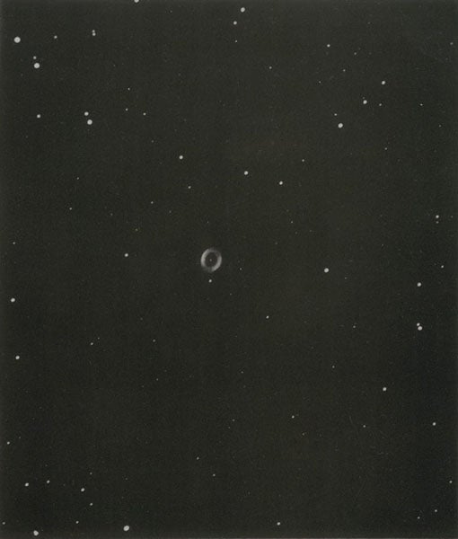 The Ring Nebula in Lyra, M57, collotype, photo taken Sep. 9, 1894, with the 24-inch Grubb reflector at Daramona, 20 min. exposure, in William E. Wilson, <i>Astronomical and Physical Researches</i>, 1900 (Linda Hall Library)