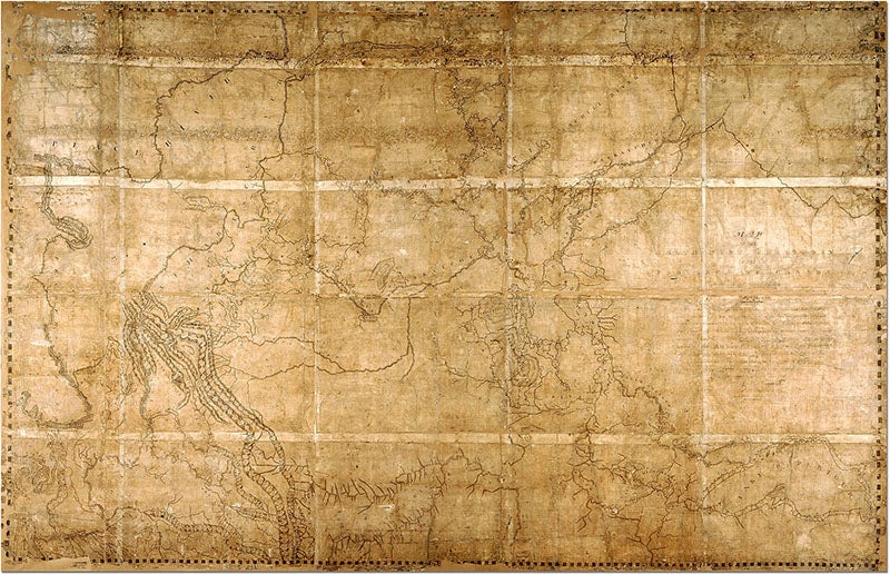 Map by David Thompson of the northwest territory of what is now Canada, manuscript, 1814, Archives of Ontario (Wikimedia commons)