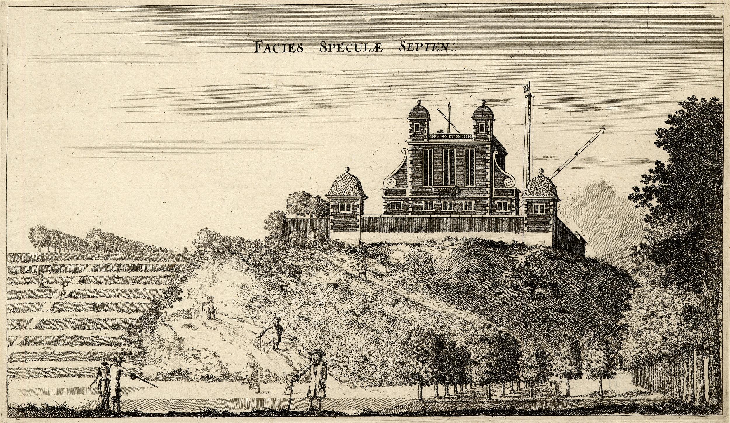 View of Greenwich Observatory from the north. 1676 Etching