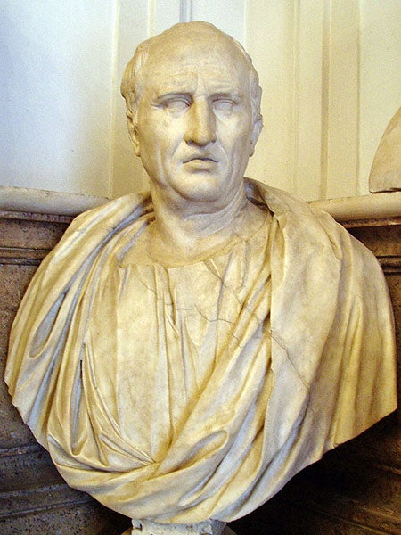 Bust of Cicero, marble, 1st c. C.E., Capitoline Museum, Rome (Wikimedia commons)