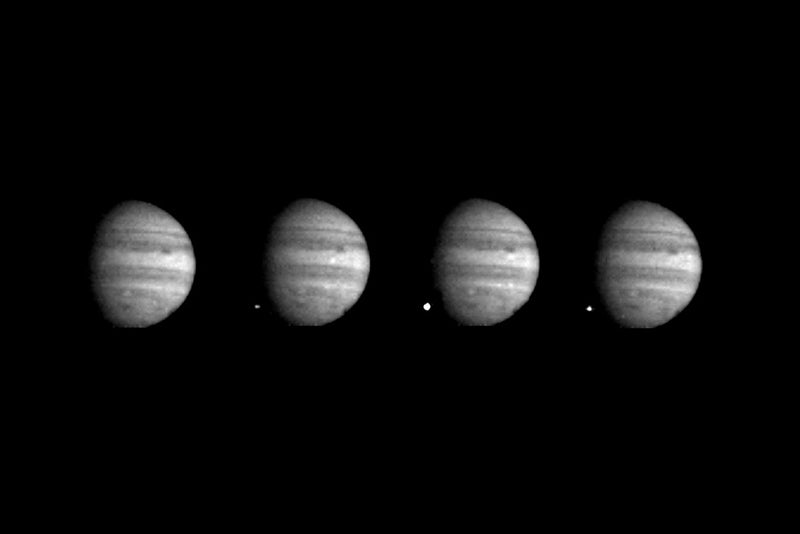 Fragment W of Comet Shoemaker-Levy 9 striking the dark side of Jupiter, four sequential photographs by the Galileo spacecraft, July, 1994  (skyatnightmagazine.com)