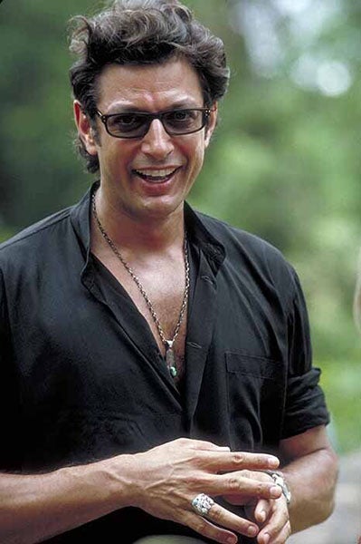 Ian Malcolm, played by Jeff Goldblum, In Jurassic Park, publicity photo, 1993 (ebay.com)