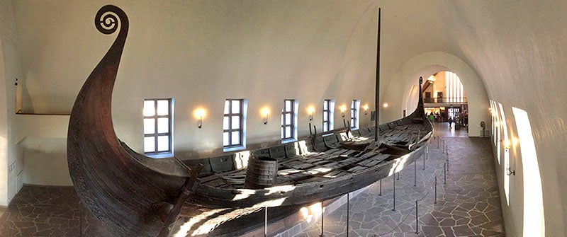 The Oseberg ship, on display in the Viking Ship Museum, Bygdøy, Oslo (Museum of Cultural History, University of Oslo)
