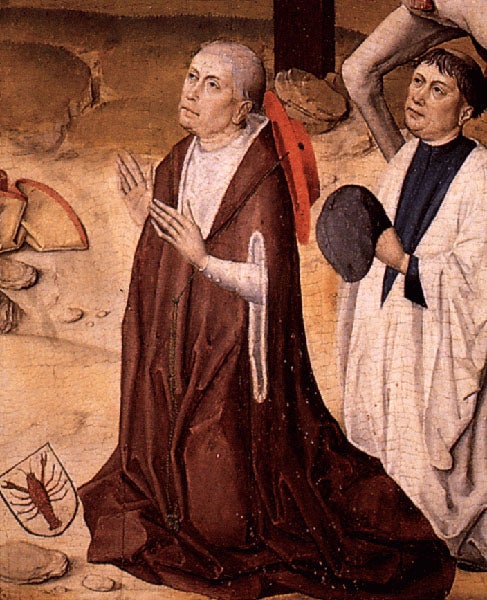 Portrait of Nicholas Cusa as donor, detail of our fifth image (Wikimedia commons)