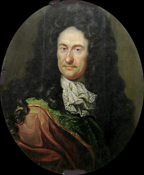 Portrait of Gottfried Wilhelm von Leibniz, by Johann Friedrich Wentzel, ca 1700, location unknown (Wikimedia commons)