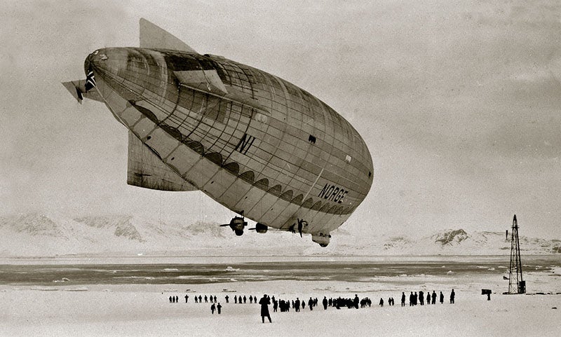 The Norge dirigible at Spitsbergen (now Svalbard), which would carry Roald Amundsen and Lincoln Ellsworth over the North Pole on May 12, 1926, photograph (historynet)