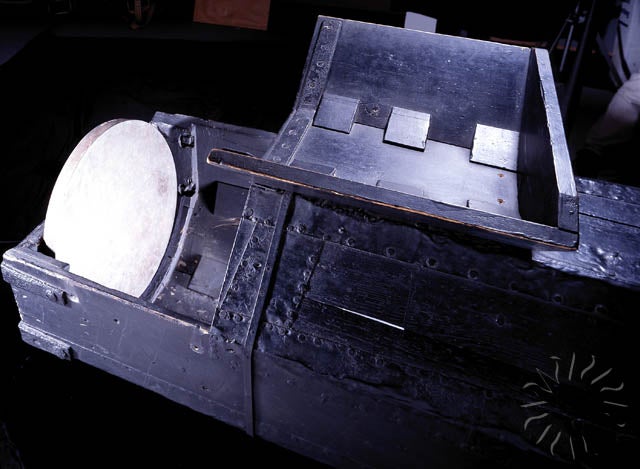 Opened tube of 20-foot telescope, exposing mirror, National Maritime Museum (Smithsonian Institution)